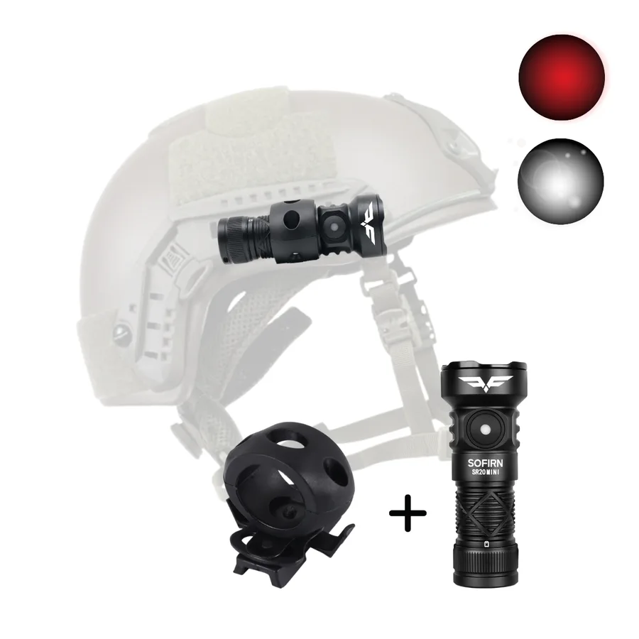 פנס צד לקסדה טקטית + אור אדום FR8